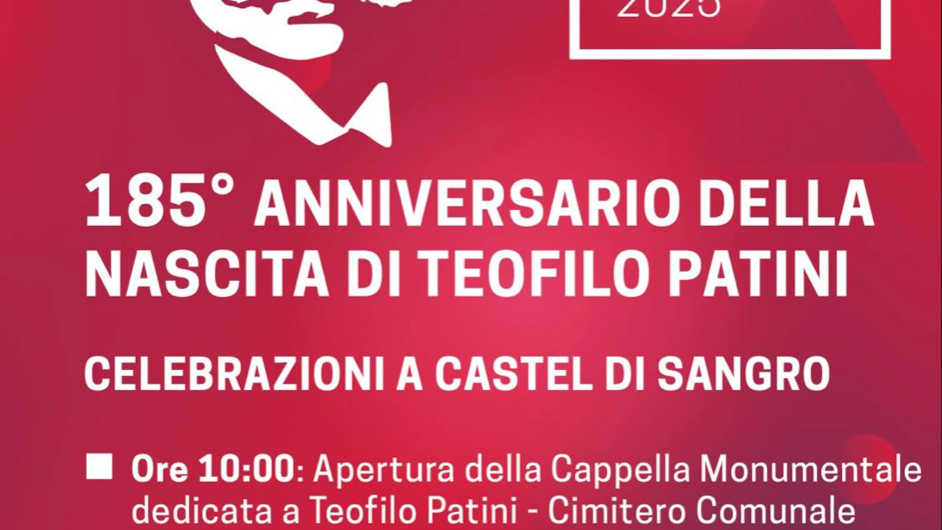 185°ESIMO anniversario della nascita di Teofilo Patini. Castel Di Sangro gli dedica una cappella monumentale. Verranno presentate anche nuove opere